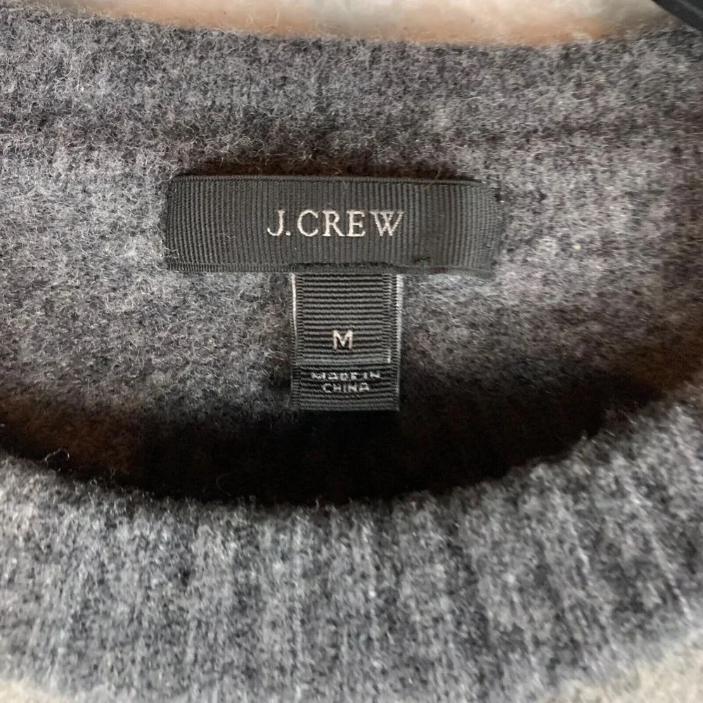 J.Crew Womens Colorblock Crew Neck Double Zip Knit Wool Grey Sweater Size M 8746